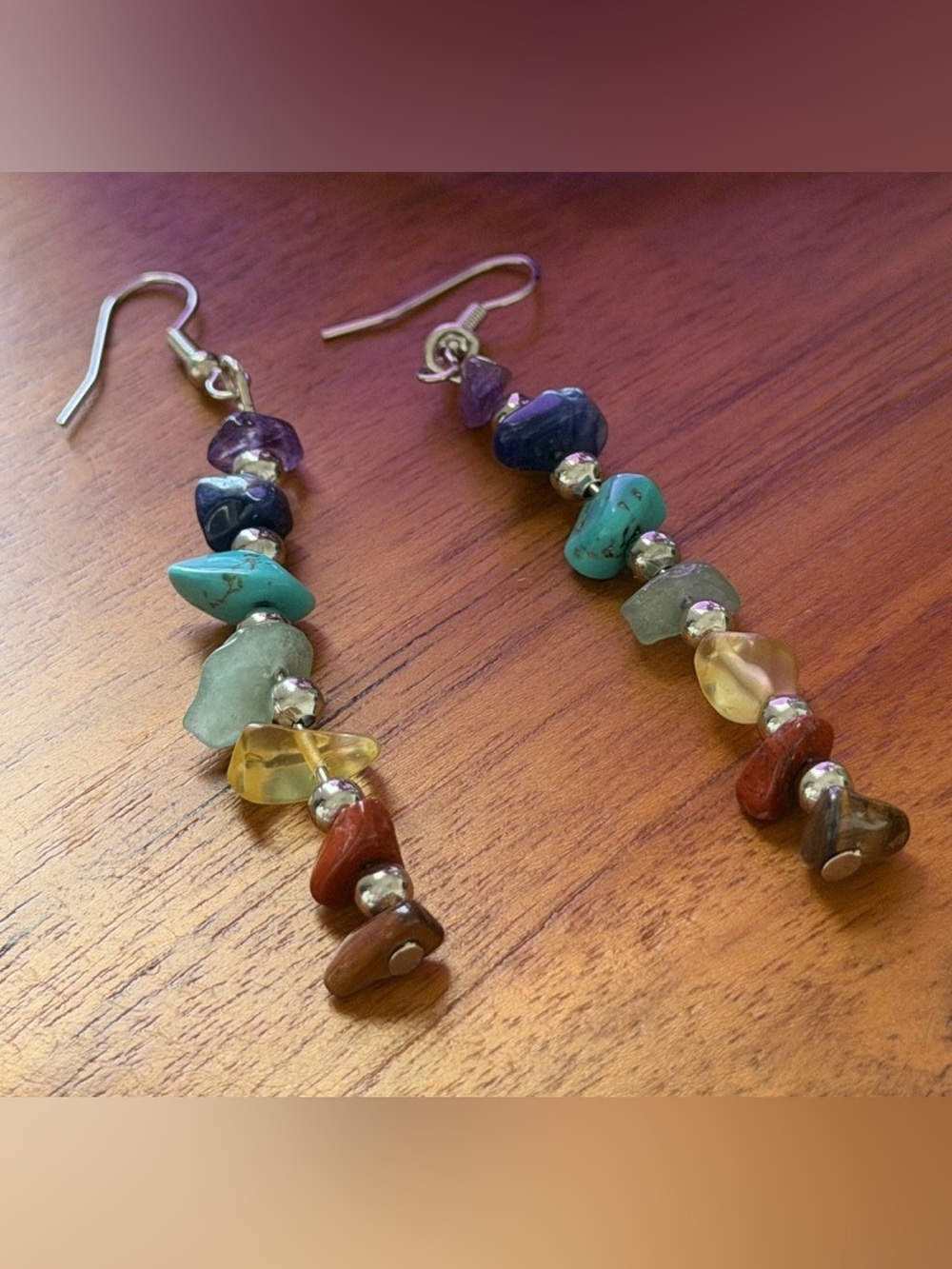 Multi-Color Stone Dangle Earrings